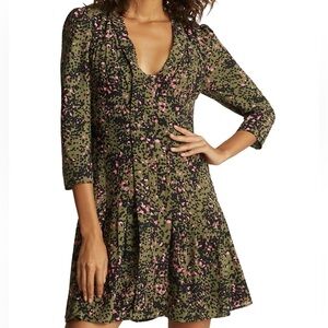 Reiss Ciara Olive Pink Animal Leopard Patterned Pleated Dress Mini Cocktail: 12